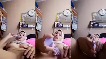Bokep Jilbab Ukhti Manis Colmek Pakai Dildo poster